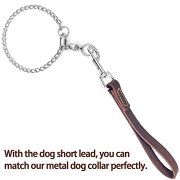 Durable Leather Short Dog Lead for Training Large Dogs