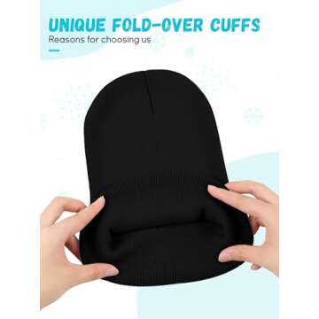 Glooarm 4 Pack Kids Beanie Hats Winter Toddler Beanies Acrylic Kid's Knit Cuffed Beanie Warm Skull Cap Beanies for Boys Girls