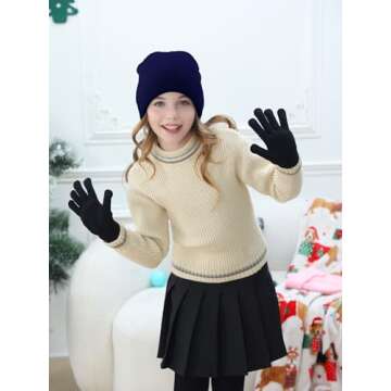 Glooarm 4 Pack Kids Beanie Hats Winter Toddler Beanies Acrylic Kid's Knit Cuffed Beanie Warm Skull Cap Beanies for Boys Girls