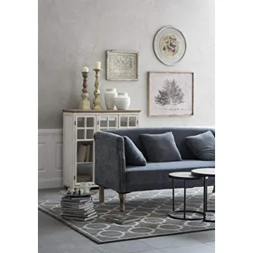 Creative Co-Op Wood Shelves & Glass Doors Cabinet