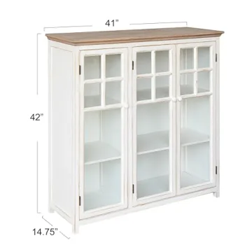 Creative Co-Op Wood Shelves & Glass Doors Cabinet