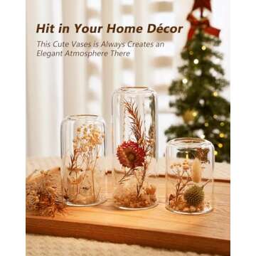 ZENS Bud Vases Set of 6, Modern Small Glasss Vase for Flower Clear Bud Vases in Bulk for Wedding Centerpiece, Blown Thicker Glass Small Vase for Flowers, Wedding Party Decorative, Home Bathroom Decor