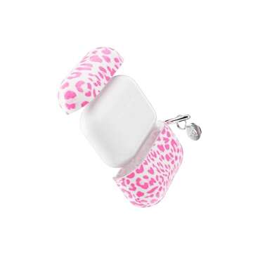 Wildflower Cases - Pink Meow Airpods Pro Case, Compatible with Apple Airpods Pro Only | Pink, White, Animal Print, Cheetah, Trendy, Protective Cover, Keychain, Women Owned Small Business