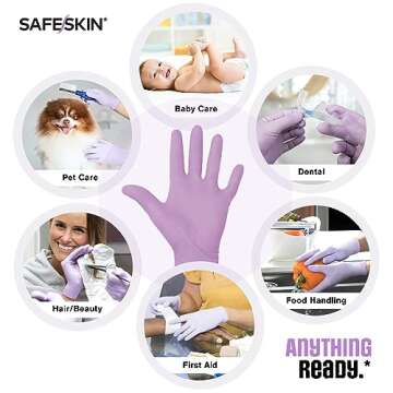 SAFESKIN Nitrile Disposable Gloves Pack of 200, Light Duty, Small Size, Powder Free - Food Handling,...