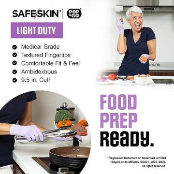 SAFESKIN Nitrile Disposable Gloves Pack of 200, Light Duty, Small Size, Powder Free - Food Handling, First Aid, Hair Coloring