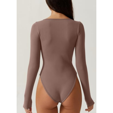 Stylish QINSEN V Neck Bodysuit for Chic Outfits