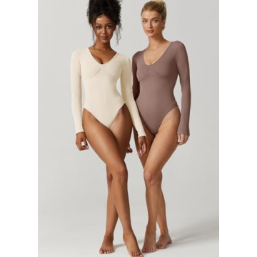Stylish QINSEN V Neck Bodysuit for Chic Outfits