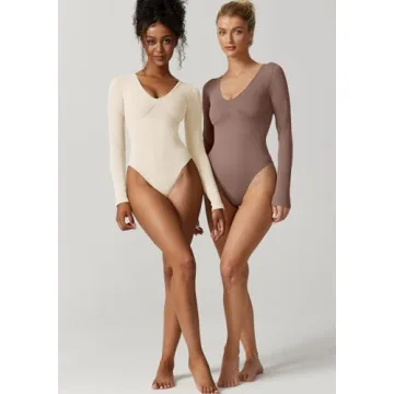 Stylish QINSEN V Neck Bodysuit for Chic Outfits