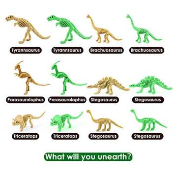 DOTSOG Easter Eggs Gifts for Kids,Dino Fossil Dig Kit,12 Pack Dinosaur Toys for Kids Open Unique Large Surprise Dinosaur Filled Fossil Archaeology Preschool Educational Science for Children & Adult