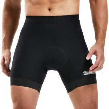 Souke Sports Men's Cycling Underwear Shorts 4D Padded Bike Bicycle MTB Liner Shorts with Anti-Slip Leg Grips (Black, Medium)