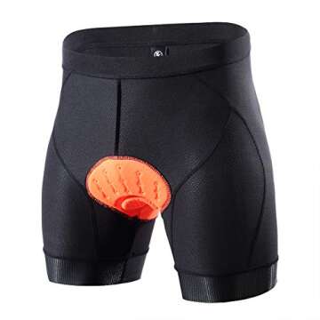 Souke Sports Men's Cycling Underwear Shorts 4D Padded Bike Bicycle MTB Liner Shorts with Anti-Slip Leg Grips (Black, Medium)