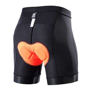 Souke Sports Men's Cycling Underwear Shorts 4D Padded Bike Bicycle MTB Liner Shorts with Anti-Slip Leg Grips (Black, Medium)