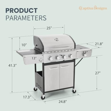 4-Burner Propane Gas BBQ Grill - Captiva Designs