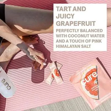 Cure Hydrating Plant Based Electrolyte Mix | Powder for Dehydration Relief | Made with Coconut Water | No Added Sugar | FSA & HSA | Vegan | Paleo Friendly | Pouch of 14 Packets - Grapefruit