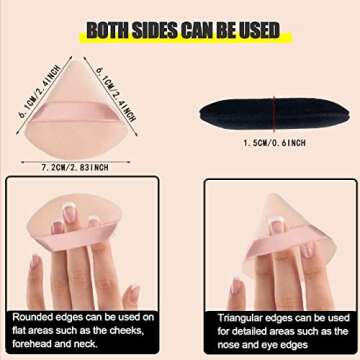 6 Pieces Powder Puff Face Makeup Puffs,Triangle Wedge Shape Soft Velour Powders Puffs for Loose Mine...