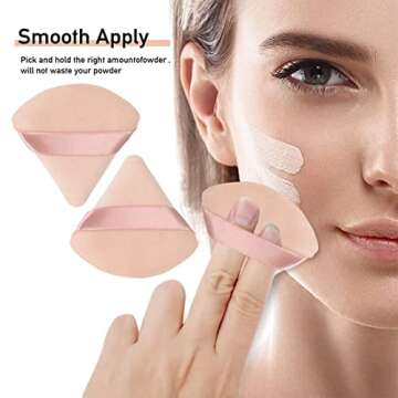 6 Pieces Powder Puff Face Makeup Puffs,Triangle Wedge Shape Soft Velour Powders Puffs for Loose Mineral Powder Body Powder Cosmetic Foundation Wet Dry Beauty Makeup Tool(Nude)
