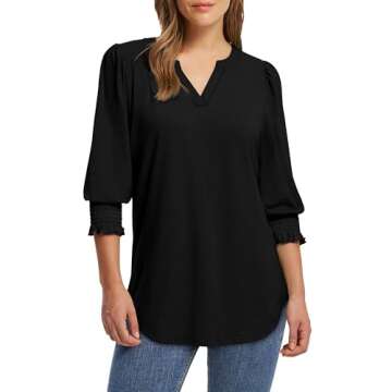 Stylish 3/4 Sleeve Womens Summer Top for Everyday Wear
