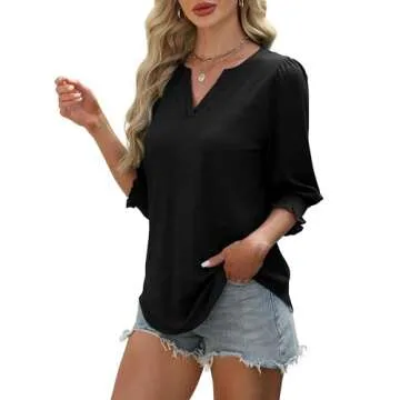 Stylish 3/4 Sleeve Womens Summer Top for Everyday Wear