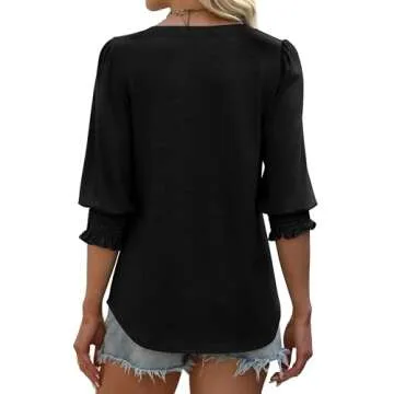 Stylish 3/4 Sleeve Womens Summer Top for Everyday Wear
