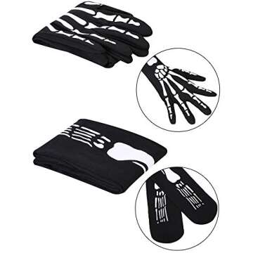 Halloween Skeleton Gloves & Stockings Set for All Ages