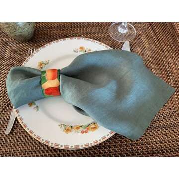 Stylish 100% French Flax Linen Napkins Set of 4