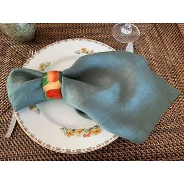 Stylish 100% French Flax Linen Napkins Set of 4