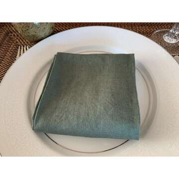 Stylish 100% French Flax Linen Napkins Set of 4