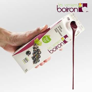 Les Vergers Boiron Blackcurrant Puree - 100% Fruit Without Sugar, Vegan Friendly for Beverages & Des...