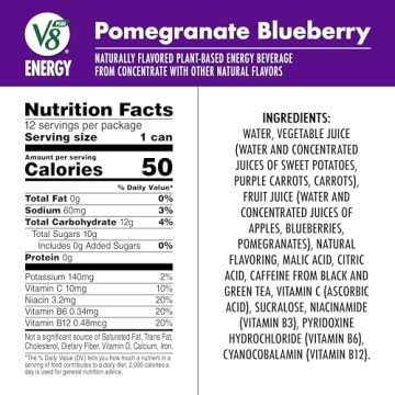 V8 +Energy Pomegranate Blueberry Juice Energy Drink 12 Pack