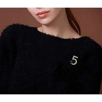 Comelyjewel Brooch Pin Number Five Pin Brooch Corsage Scarf pin Rhinestones Breastpin for Wedding/Banquet/Bouquet Golden