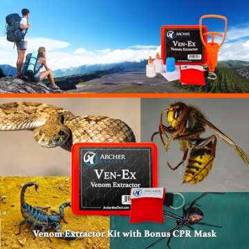 Ven-Ex Snake Bite Kit, Bee Sting Kit, Venom Extractor Suction Pump, Bite and Sting First Aid for Hik...