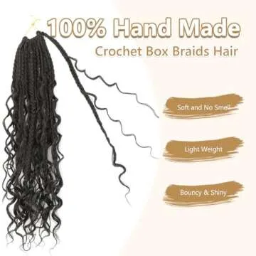8 Packs Goddess Box Braids Crochet Hair-18 Inch Crochet Box Braids Pre-Looped Bohomian Crochet Braids Hair Synthetic Braiding Hair Extensions Crochet Hair for Black Women (1B)