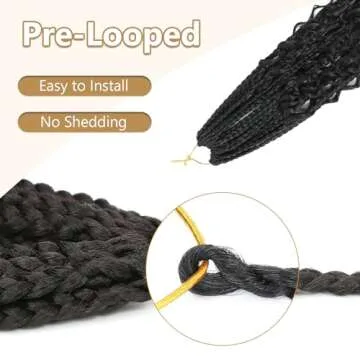 8 Packs Goddess Box Braids Crochet Hair-18 Inch Crochet Box Braids Pre-Looped Bohomian Crochet Braids Hair Synthetic Braiding Hair Extensions Crochet Hair for Black Women (1B)