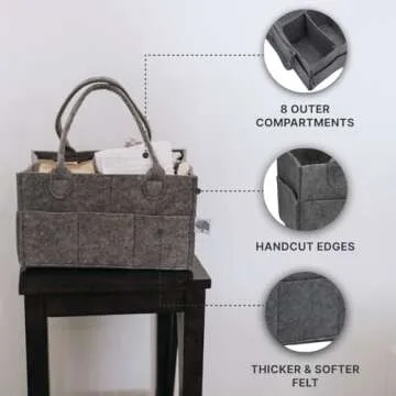 Parker Baby Diaper Caddy - Nursery Storage Bin and Car Organizer for Diapers and Baby Wipes - Charcoal, Regular