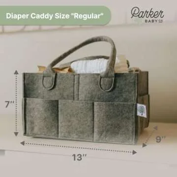 Parker Baby Diaper Caddy - Nursery Storage Bin and Car Organizer for Diapers and Baby Wipes - Charcoal, Regular