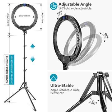 Neewer 19-inch RGB LED Ring Light with Stand, 60W Dimmable Bi-Color 3200K-5600K CRI 95+ with Special Scenes Effect for Selfie Makeup Salon Twitch Blogging YouTube Video Shooting and Live Streaming etc