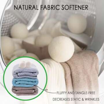 Wool Dryer Balls, 3 Count XL Dryer Lint Balls, Reusable Premium Natural Fabric Softener, Efficiently...