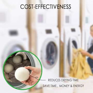 Wool Dryer Balls, 3 Count XL Dryer Lint Balls, Reusable Premium Natural Fabric Softener, Efficiently Add Essential Oils Instead of Dryer Sheets, Laundry Room Organization Essentials