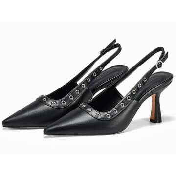 Coutgo Women’s Stylish Slingback Kitten Heels for Elegance