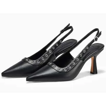 Coutgo Women’s Stylish Slingback Kitten Heels for Elegance