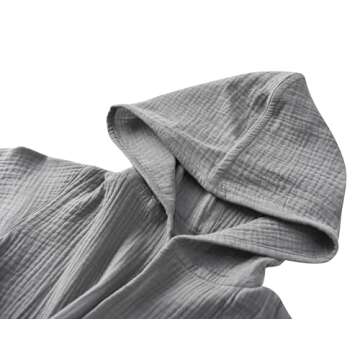 TADO MUSLIN Toddler Bathrobe, Cover-Up for Kids Soft and Breathable Organic Cotton Bathrobe for Baby, Boy& Girl Hooded Towel, 2-4T, Grey Robes