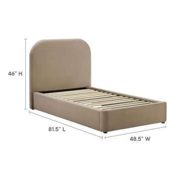 Modway Keynote Twin Bed Frame - Modern Velvet Upholstered Design