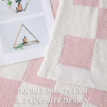 bearberry Fuzzy Checkerboard Grid Throw Blanket Soft Cozy Warm Microfiber Bed Blanket Decor for Couch Sofa Bed Travel Home (Pink, 60''x80'')