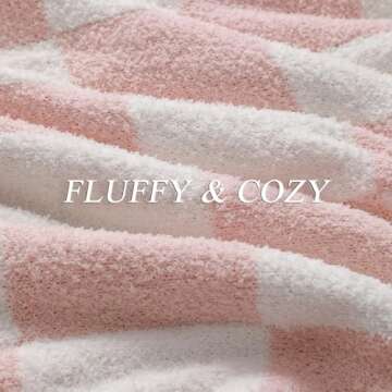 bearberry Fuzzy Checkerboard Grid Throw Blanket Soft Cozy Warm Microfiber Bed Blanket Decor for Couch Sofa Bed Travel Home (Pink, 60''x80'')