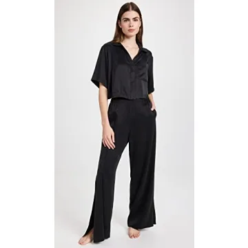 Lunya Washable Silk Pant Set in Immersed Black