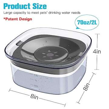 UPSKY 70oz Dog Water Bowl 2L No Spill Dog Bowl Large Capacity Spill Proof Slow Water Feeder, No Spla...