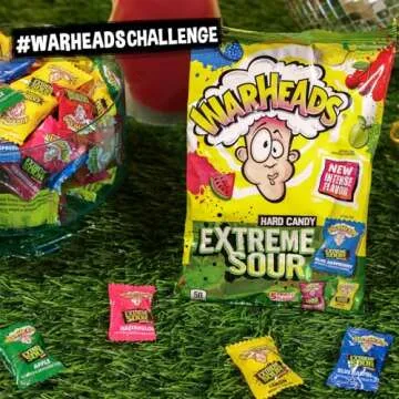 WARHEADS - Extreme Sour Hard Candy - Sour Apple, Black Cherry, Blue Raspberry, Lemon & Watermelon Flavors - 2 lb. Bulk Bag