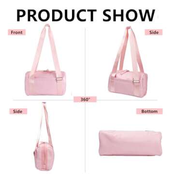 Mini Gym Bag for Women Girls Small Gym Tote Bag with Wet Compartment Waterproof Travel Duffle Bag Cute Workout Sport Bag (Pink)