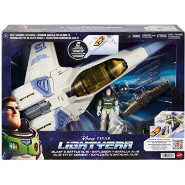 Mattel Disney and Pixar Lightyear Vehicle & Figure Toy, 20-in XL-15 Spaceship with 5-in Buzz Figure, Eject Action & Projectiles