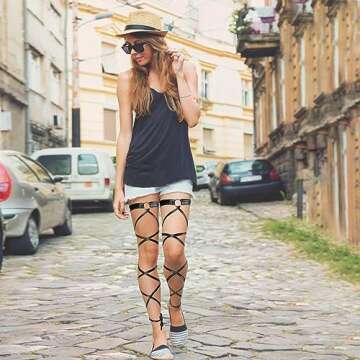 Women Valentine's Day Sexy Leg Wraps Stockings for Rave Dancing Party Shiny Metallic with O-ring (01-Black)